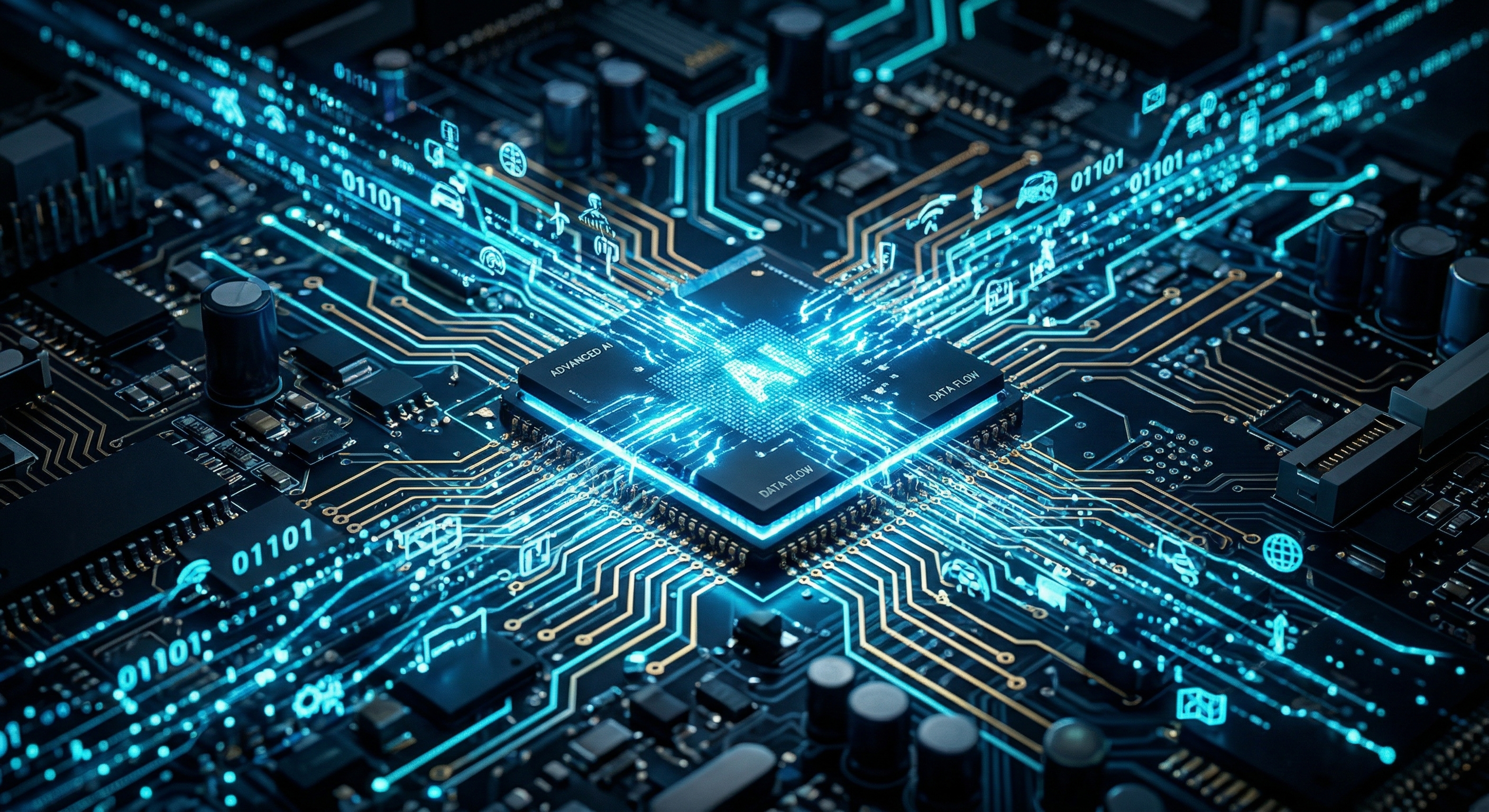 KI-Chip als Symbol für datenbasierte Automotive Lösungen und intelligente Identifikation